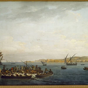 Tuna fishing. Painting by Joseph Vernet (1714-1789) 18th century Paris