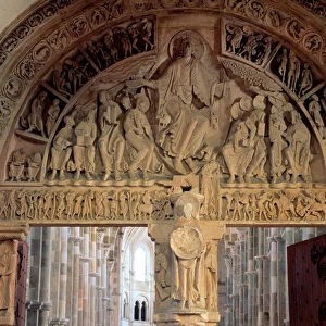 Tympanum of the Basilica of Vezelay representing Christ in majesty