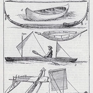 Types of canoes (litho)