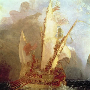 Ulysses Deriding Polyphemus, detail of ship, 1829 (oil on canvas) (detail of 889)