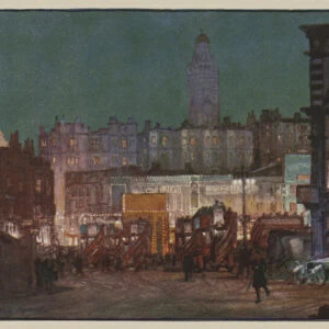 The uncertain glory of Victoria Station (colour litho)