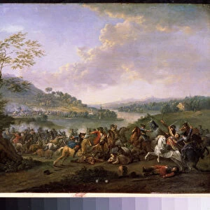 "Une echauffouree militaire"(Cavalry Skirmish) Combat de cavalerie lors d une bataille. Peinture de Karel Breydel (1678-1733) State Museum Arkhangelskoye Estate, Moscou