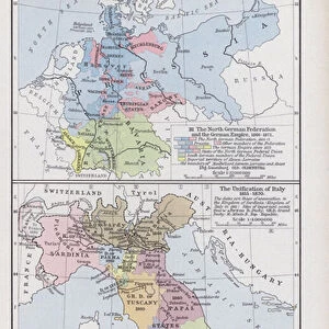 The Unification of Germany, 1815-1871; The Unification of Italy, 1815-1870 (colour litho)
