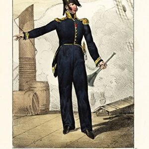 Uniform of a ship captain, Bourbon Restoration, France. 1825 (lithograph)
