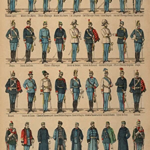 Uniforms of the Austro-Hungarian Army (coloured engraving)