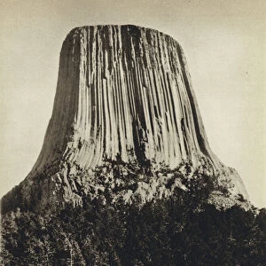 United States, The Devils Tower, Wyoming (b / w photo)