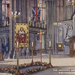 The Unknown Warriors Grave, Westminster Abbey (colour litho)