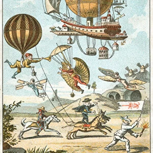 Utopias of aerial navigation in the last century (chromolitho)