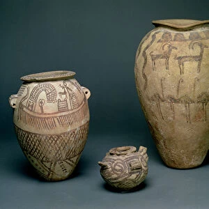 Vase decorated with various friezes of animals and geometric patterns, Egyptian