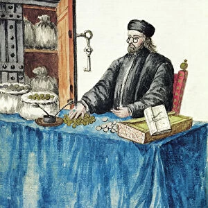 Venetian Moneylender, from an illustrated book of costumes (w / c on paper)