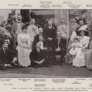 The Viceroy of India, Lord and Lady Curzon and the Vigeregal Staff (b / w photo)