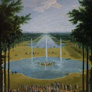 View of the Bassin d Apollon in the gardens of Versailles, 1713 (oil on canvas)