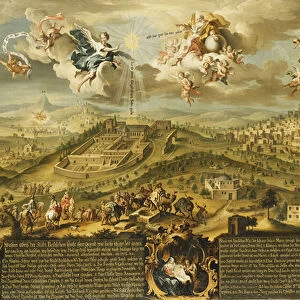 A View of Bethlehem with the Journey of the Magi, the Trinity Above