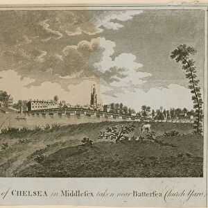 View of Chelsea in Middlesex taken near Battersea Church Yard (engraving)