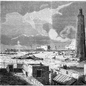 View of the city of Aden, capital of Yemen, in 1861. Engraving in "