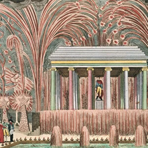 View of a firework display in the Jardin du Luxembourg, 28th November 1807 (coloured