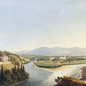 View of Geneva from the Confluence of the Rhone and the Arve, engraved by Friedrich Salathe