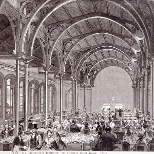 View of the main restaurant at the 1862 International Exhibition in London