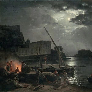 View of Naples in Moonlight, 1829 (oil on canvas)