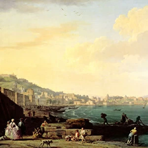 View of Naples with Vesuvius in the Background (pair of 71567) (oil on canvas)