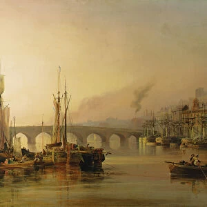 View of Newcastle from the River Tyne, with shipping in the foreground