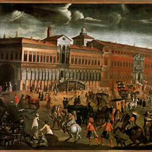 View of the Ospedale Maggiore (Grand Hospital) on the day of the Fete of Forgiveness in Milan. c. 1670-1780 (painting)