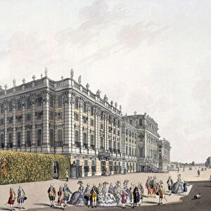 View of the Palace of Schoenbrunn, Vienna, 1792 (coloured engraving)