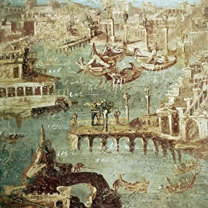 View of the Port of the city Campana (Pozzuoli) in Italy, Fresco of Stabia