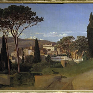 View of a Roman Villa Painting by Achilles J. Benouville (1815-1891) 1844 Sun