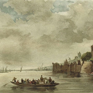 View of the Valkhof Castle, Nijmegen (colour litho)