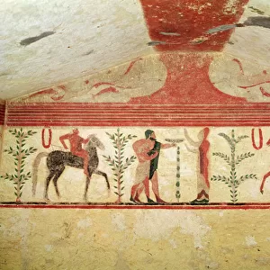 View of the back wall, Tomb of the Baron, c. 500 BC (wall painting)