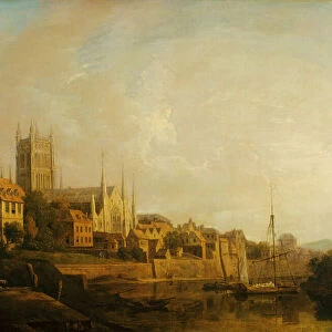 A View of Worcester Cathedral from the River (oil on canvas)