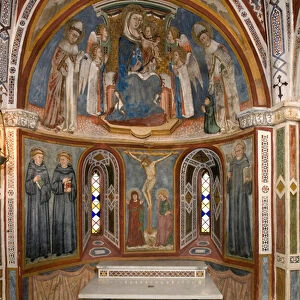 Virgin and Child and Crucifixion (after restoration). 14th century (Fresco)