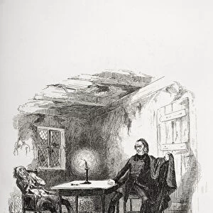 The last visit of Heyling to the old man, illustration from The Pickwick Papers