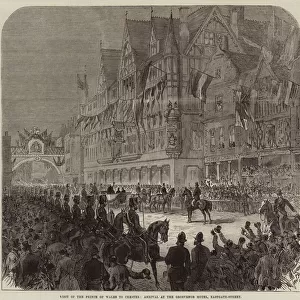 Visit of the Prince of Wales to Chester, Arrival at the Grosvenor Hotel, Eastgate-Street (engraving)