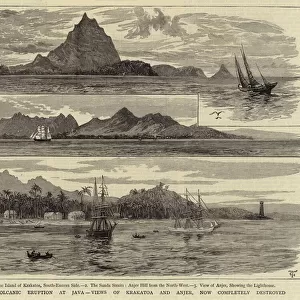 The Volcanic Eruption at Java, Views of Krakatoa and Anjer, now Completely Destroyed (engraving)