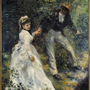 The walk A couple in the forest. Painting by Pierre Auguste Renoir (1841-1919) 1870 Sun