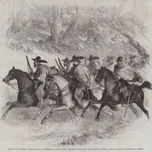 The War in America, Texan Rangers (Federalists) reconnoitring between Alexandria and Fairfax, Virginia (engraving)