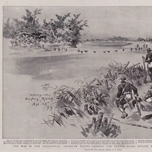 The War in the Philippines, American Troops fording the Bagbag River before the Capture of Calumpit (litho)