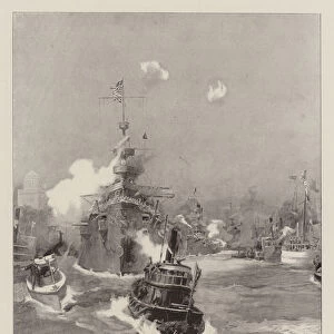 After the War, Welcoming the Victorious Fleet at New York (litho)