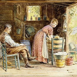 Wash Day, 1890 (watercolour and pencil on paper)