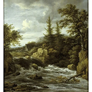 Waterfall in Norway (oil on canvas)