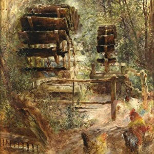 Watermill at Rossett, North Wales (oil on board)