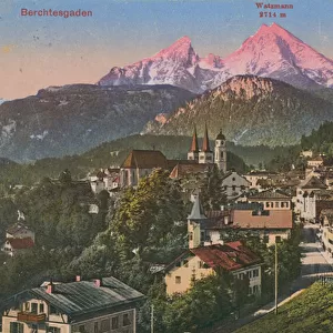 Watzmann mountain in Berchtesgaden, Germany. Postcard sent in 1913