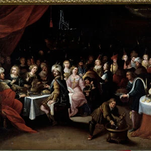 The wedding of Cana Painting by Hieronimus (Hieronymus or Jerome) Franck (1578-1628