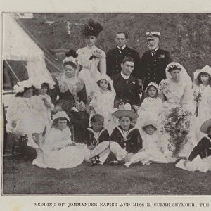 Wedding of Commander Napier and Miss E Culme-Seymour, the Bridal Party (b / w photo)