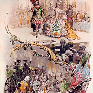 Wedding menu with illustration by Maurice Leloir (1851-1940