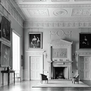 The west end of the entrance hall at Mersham-le-Hatch, Kent, from The Country Houses of Robert Adam, by Eileen Harris, published 2007 (b/w photo)