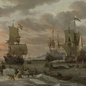 Whaling Grounds in the Arctic Ocean, 1665 (oil on canvas)