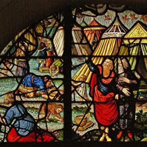 Window Charnier-10 depicting Manna from Heaven (stained glass)
